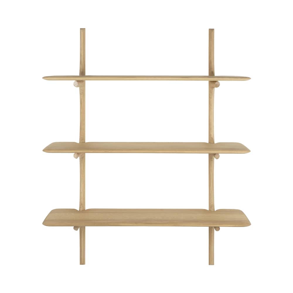 Scaffale PI legno naturale / 3 ripiani - Rovere massello / L 100 x H 126 cm - Ethnicraft - Rovere oliato - Massello di quercia oliato