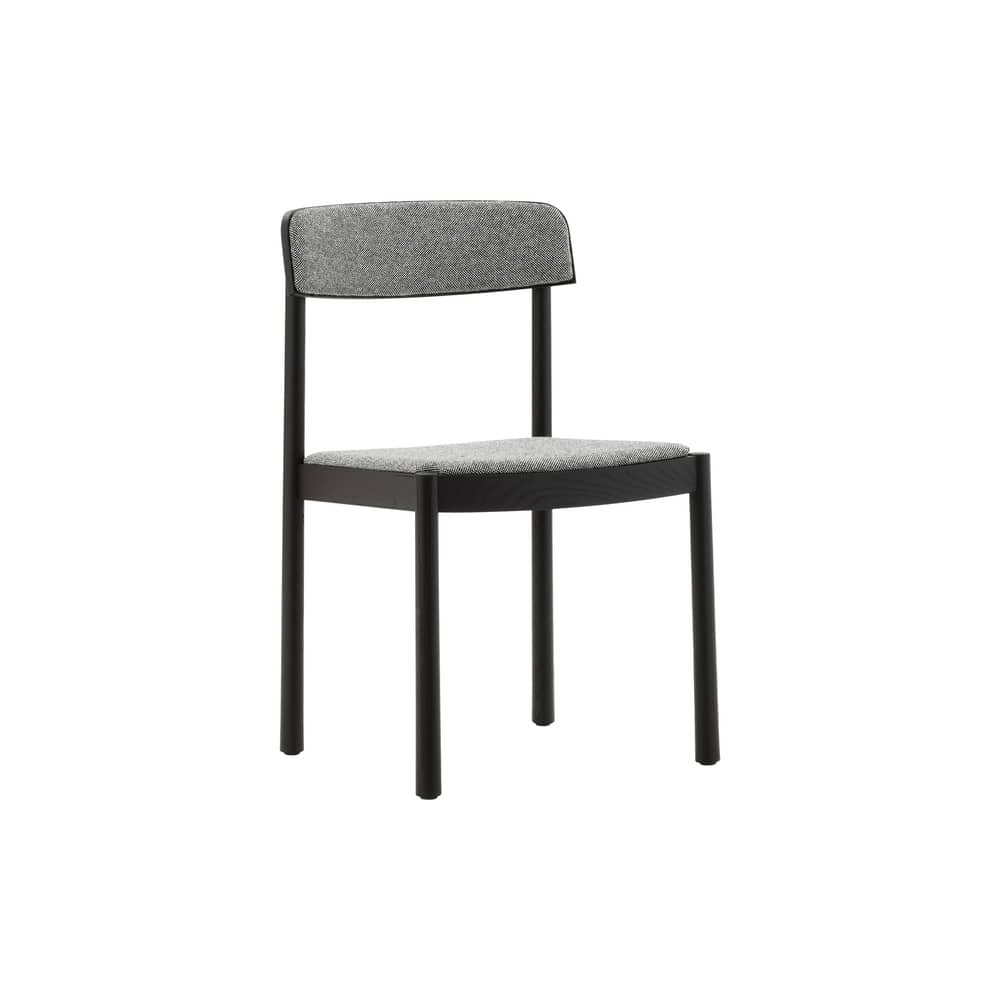 Chaise rembourrée Timb tissu gris - Normann Copenhagen - Tissu gris (Hallingdal 166) / Frêne noir - Contreplaqué de frêne, Frêne massif, Mousse, Tissu