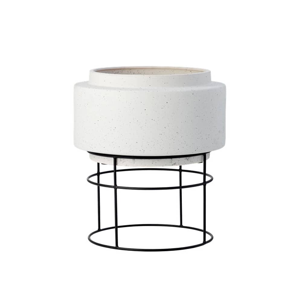 Pot de fleurs Botanique céramique gris / Ø 34,8 x H 40,5 cm - Bolia - Ø 34 cm / Gris & noir - Acier, Céramique