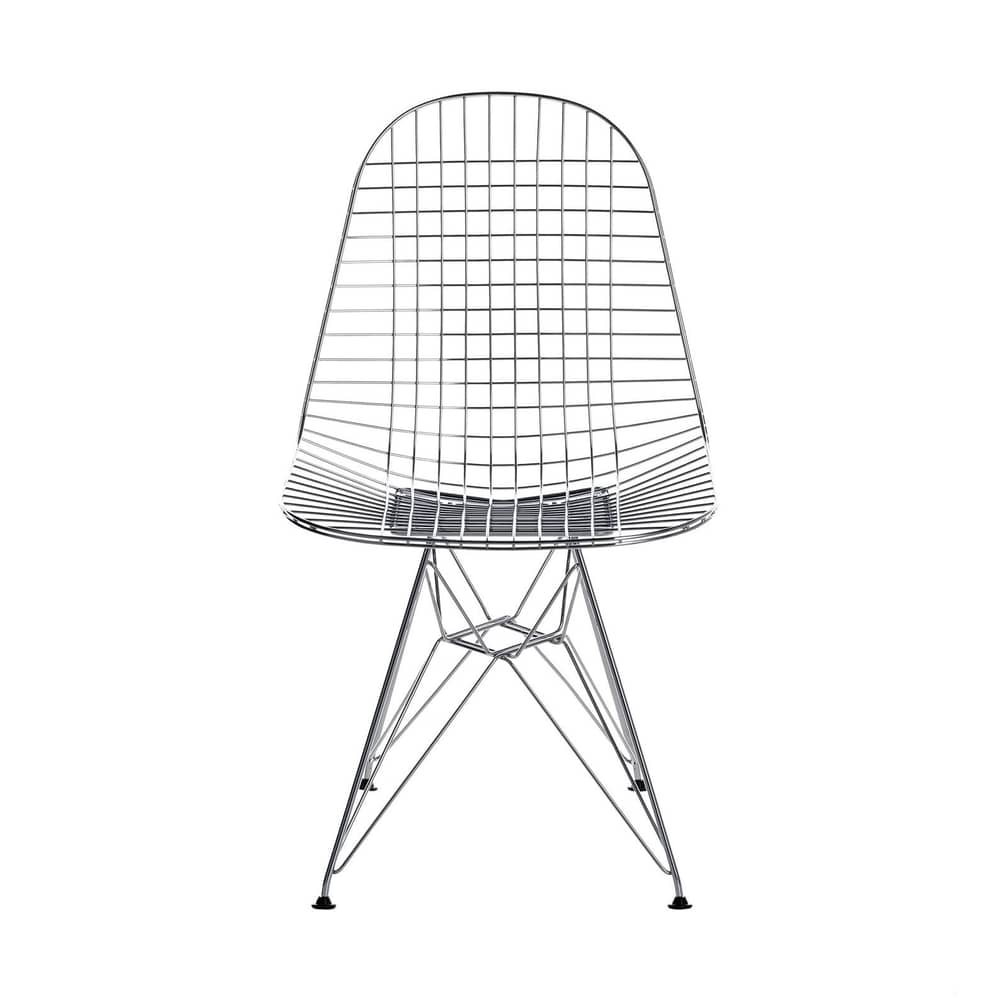 Stuhl Wire Chair DKR metall silber / By Charles & Ray Eames, 1951 - Vitra - Verchromt (Schwarze Kufen) Möbelgleiter - verchromter Stahl