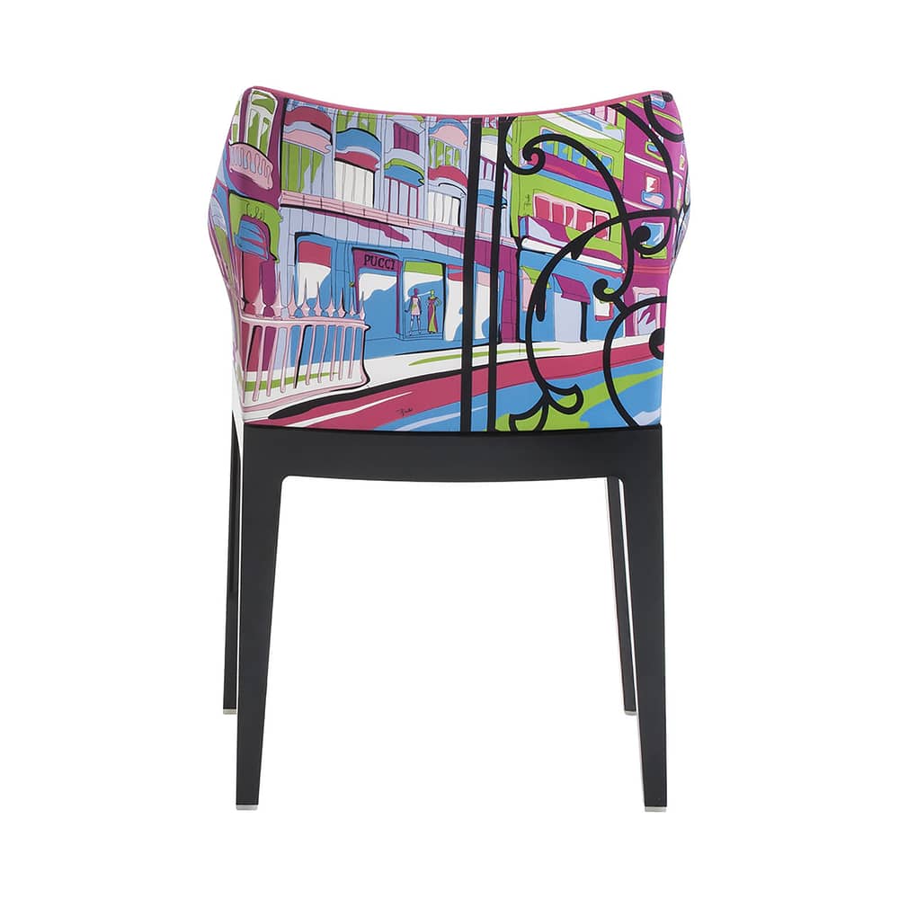 Poltrona imbottita Madame tessuto multicolore / By Emilio Pucci - Kartell - Parigi - Rosa / Gambe nere - Cotone, policarbonato, Poliuretano