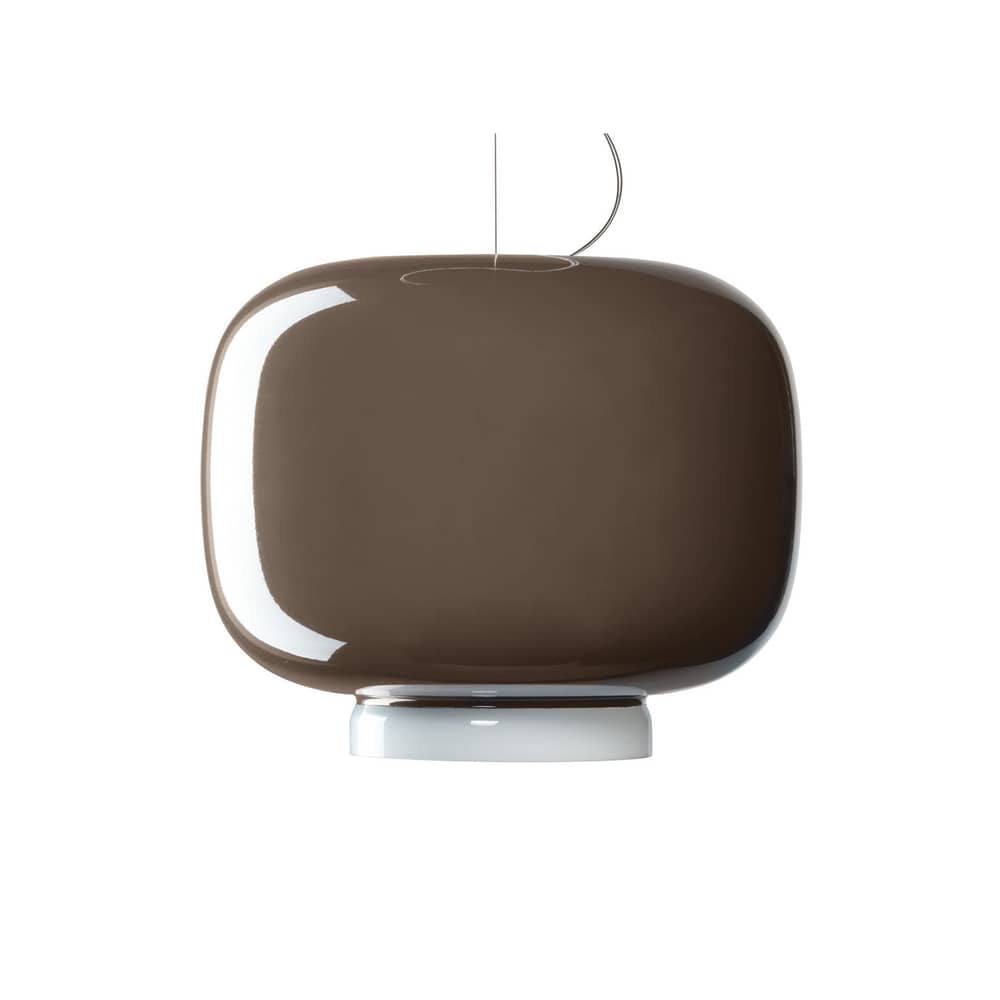 Suspension Chouchin verre gris n°3 / Ø 30 x H 25 cm - Foscarini - Gris / Bande blanche - Verre soufflé