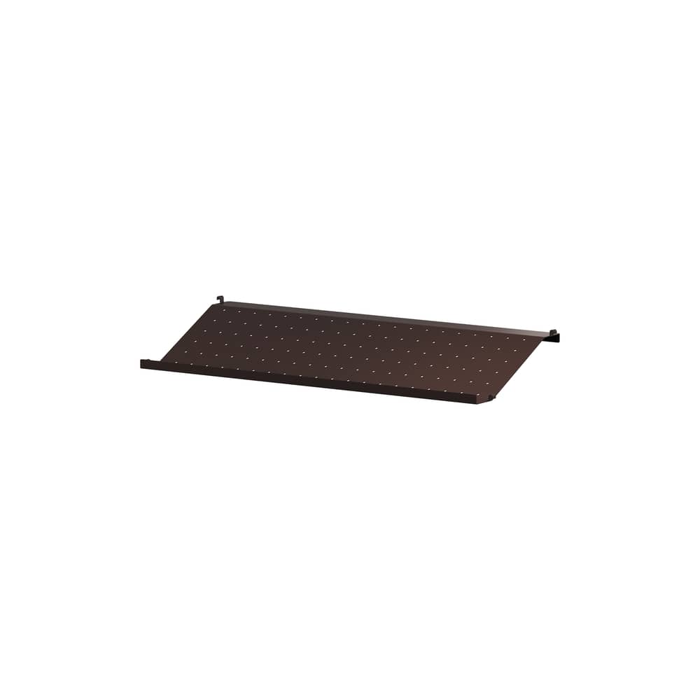 Étagère métal perforé / Porte-revues & chaussures - L 78 x P 30 cm - String Furniture - Marron foncé - Acier thermolaqué