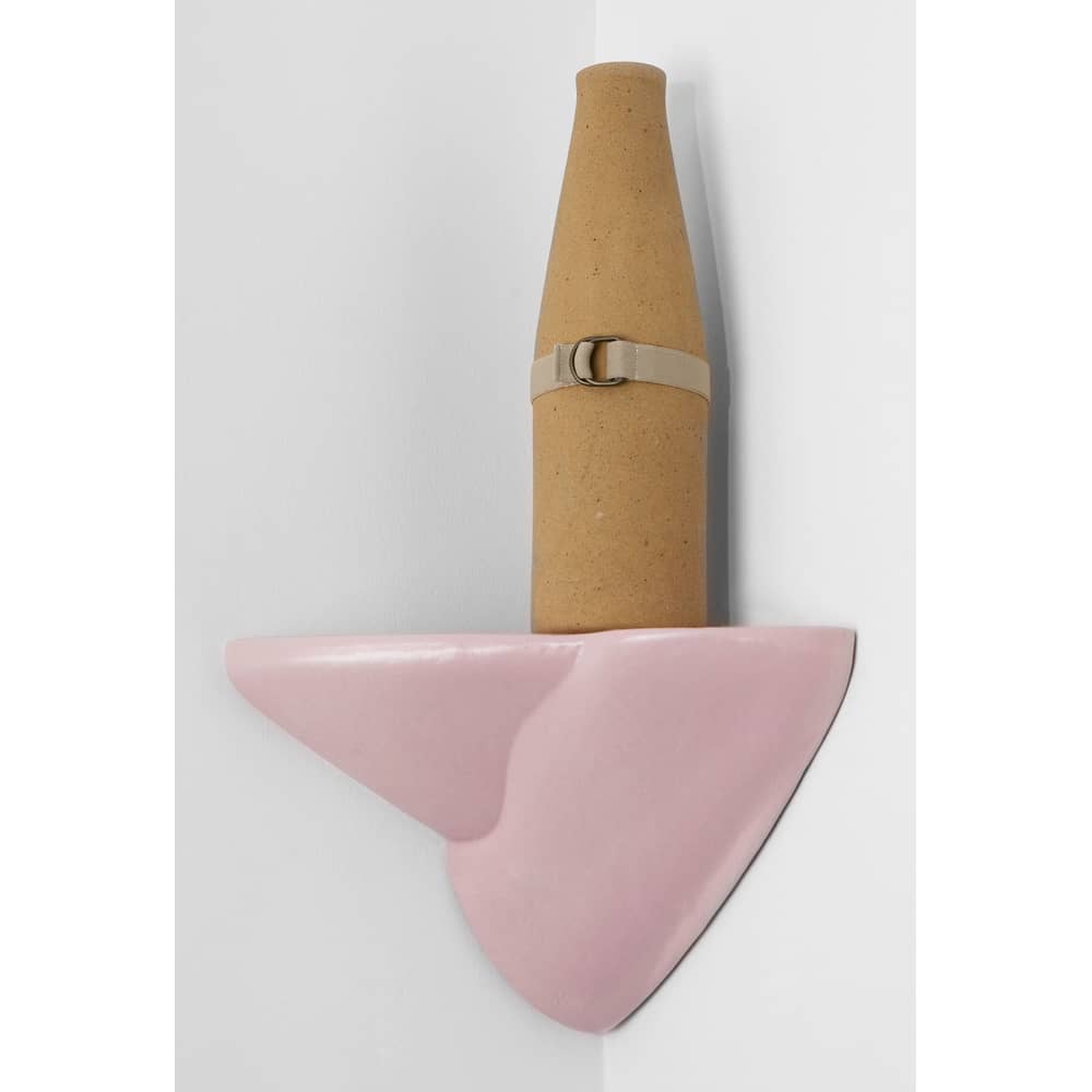 Étagère Mousse céramique rose d\'angle - Moustache - Rose pâle - Céramique émaillée
