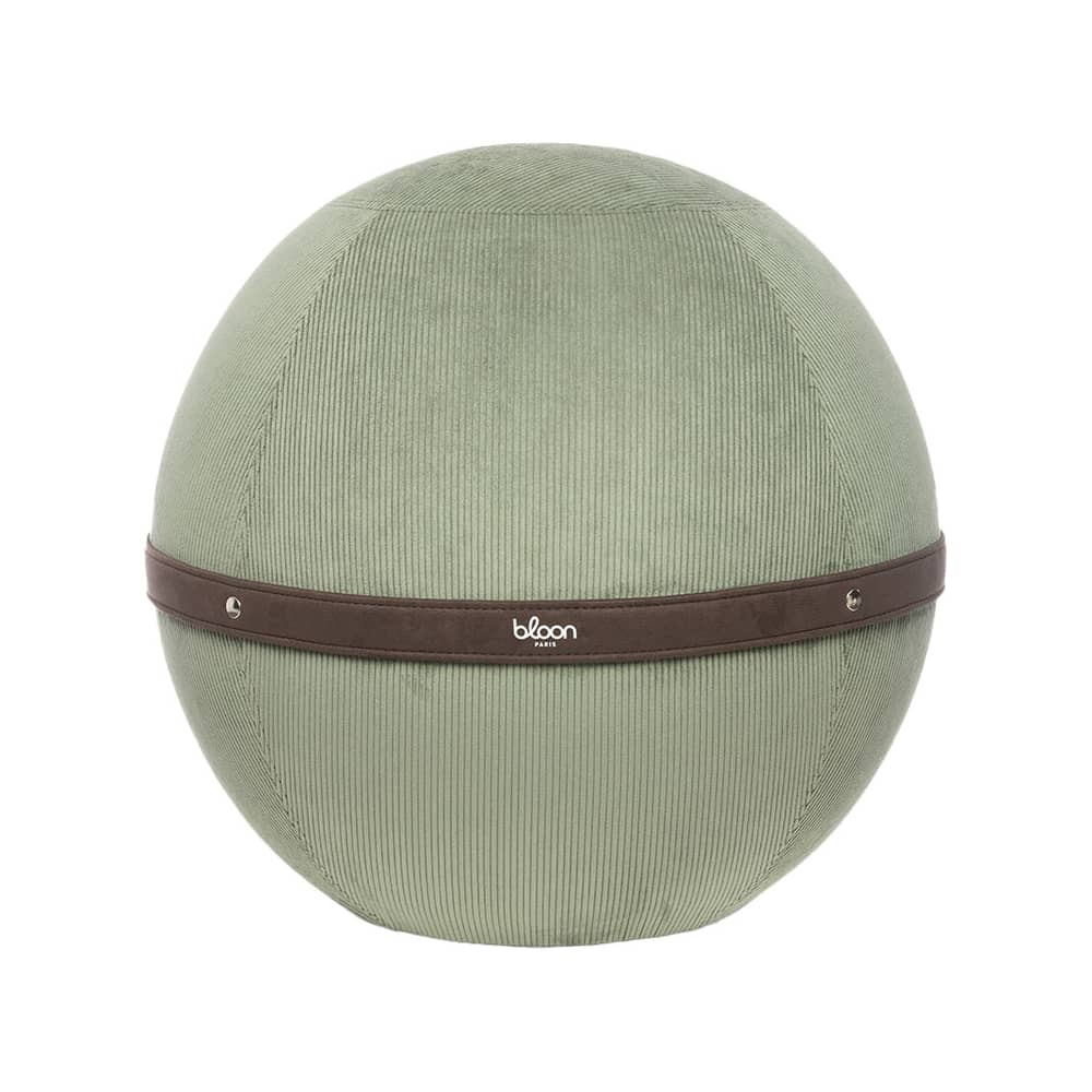 Pouf Côtelé XL tessuto verde / Ergonomico - Ø 65 cm / Velluto - BLOON PARIS - Salvia - PVC, Velluto a coste