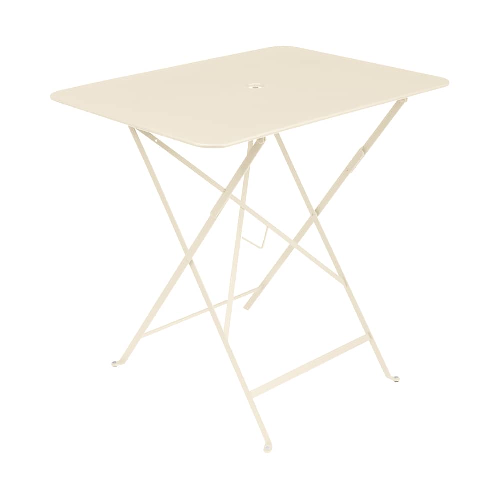Table pliante Bistro métal beige / 77 x 57 cm - 4 personnes / Trou parasol - Fermob - Beige latte - Acier laqué