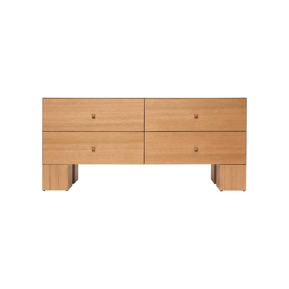 Buffet Kuben / 4 tiroir - L 135 x P 45 x H 62.5 cm - Ferm Living - Chêne - Frêne plaqué chêne