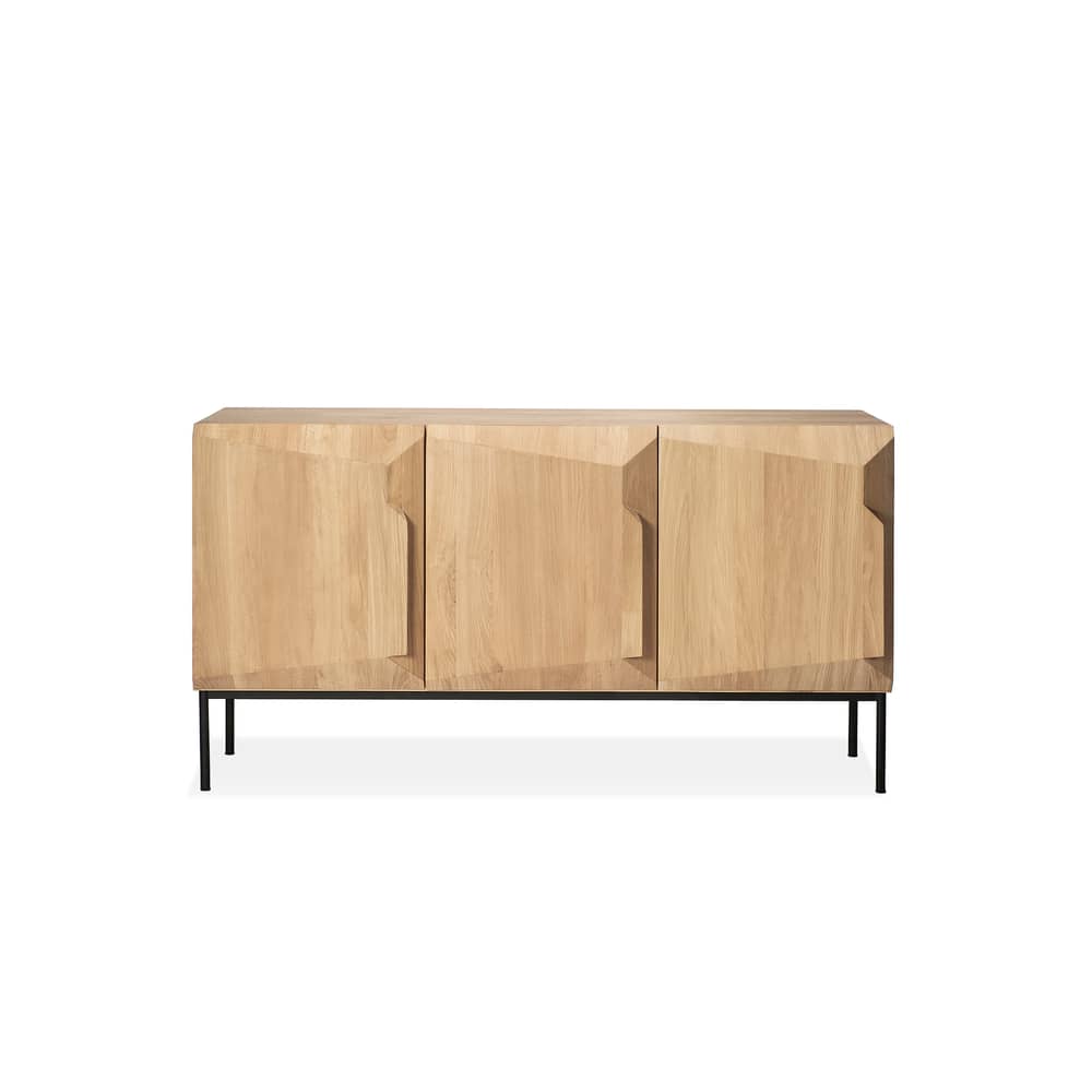 Buffet Stairs bois naturel / Chêne massif - L 150 cm / 3 portes - Ethnicraft - L 150 cm / Chêne - Chêne massif, Métal verni