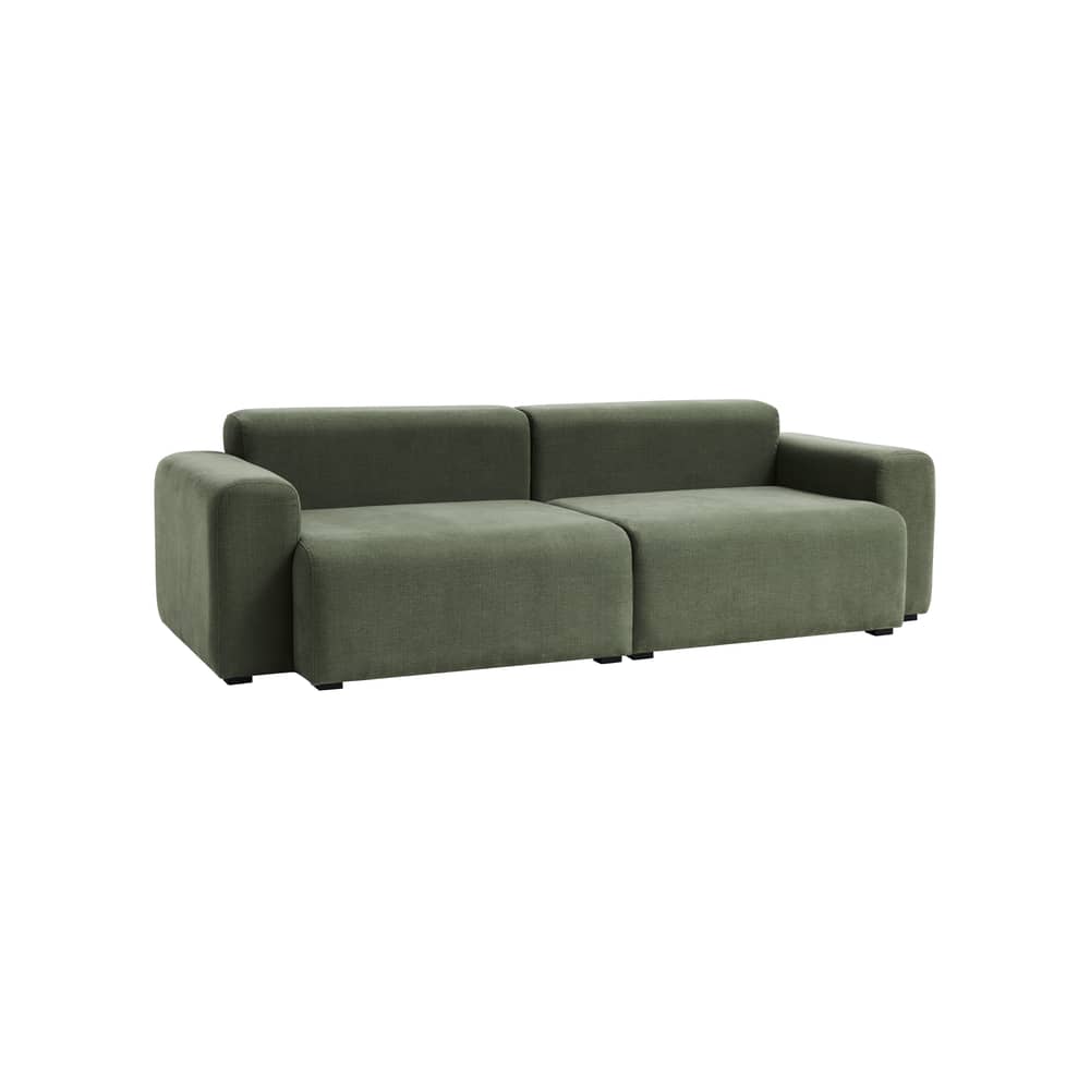 Canapé droit Mags Low Armrest n°1 tissu vert / 2,5 places - L 228 cm - Hay - Vert Tarragon (Tissu Linara) - Bois, Mousse polyuréthane HR, Ressorts, Tissu