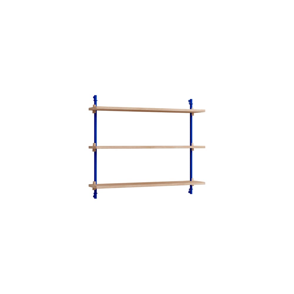 Étagère Wall Shelving – ws.65.1 bois naturel / L 85 x H 65 cm x Prof. 17,5 cm - MOEBE - Chêne naturel / Bleu - Acier, MDF placage chêne