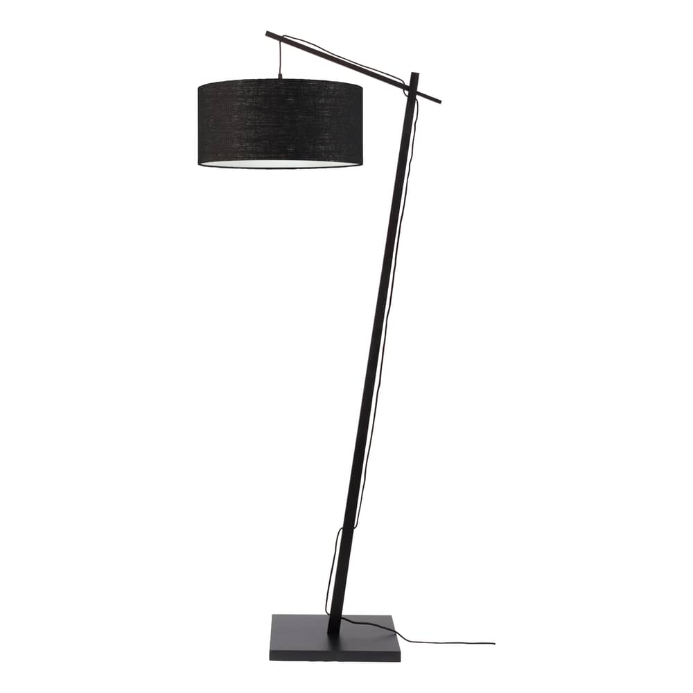 Lampadaire Andes   / Lin & bambou - H 176 cm - GOOD&MOJO - Lin noir / Pied noir - Bambou peint, Lin biologique