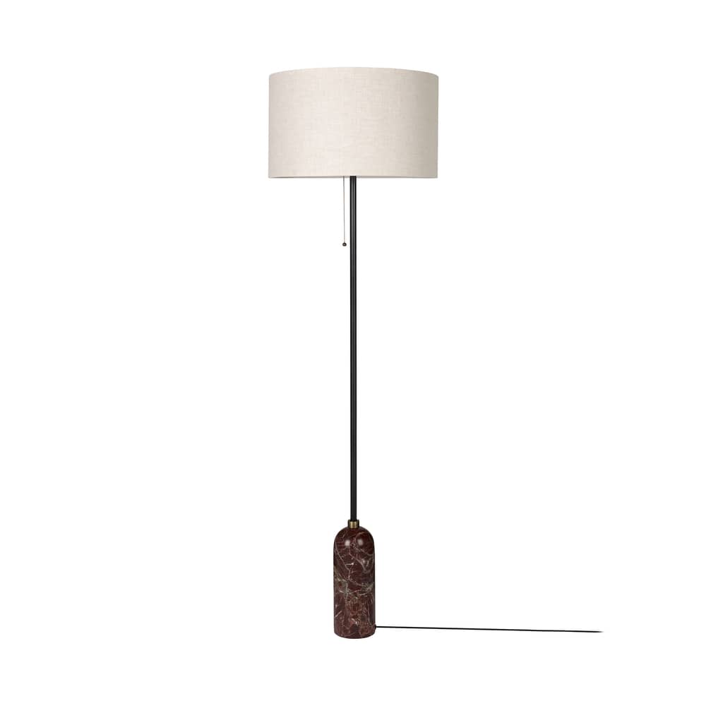 Lampadaire Gravity marbre rouge / Ø 50 x H 168 cm - Gubi - Marbre bordeaux / Abat-jour beige - Marbre, Toile