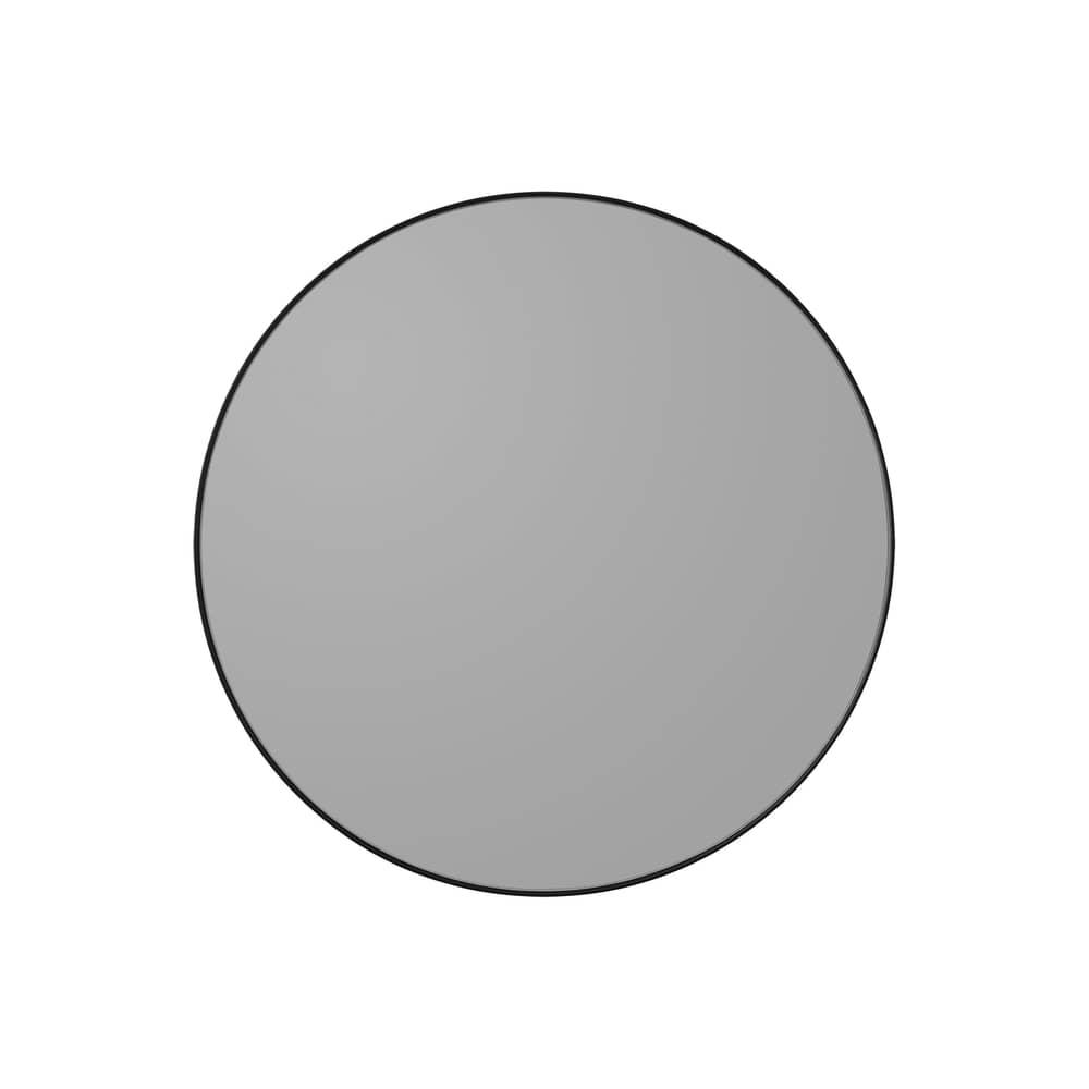 Specchio murale Circum XS legno grigio nero / Ø 50 cm - AYTM - Cornice Grigio fumé /  nera - MDF tinto, Vetro