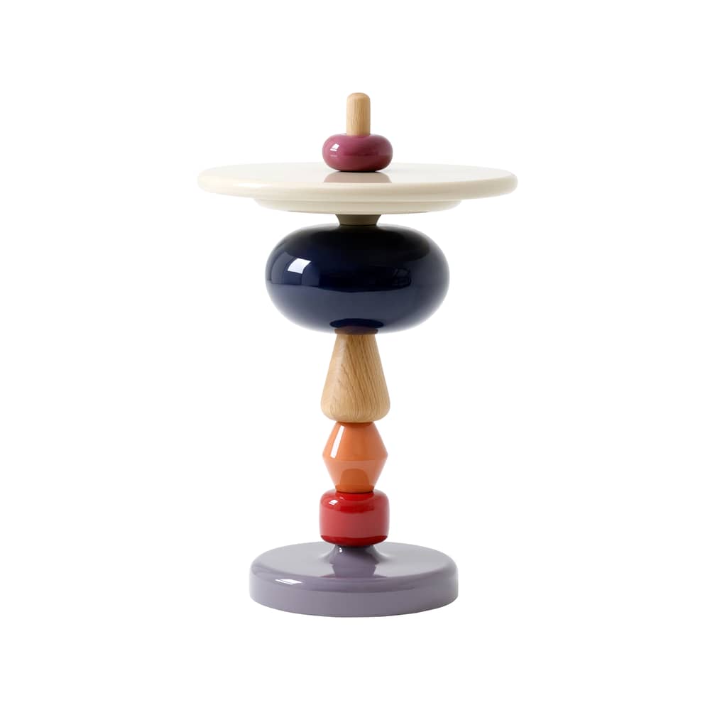 Table d\'appoint Shuffle MH1 bois multicolore / Modulable - Ø 45 x H 69 cm - &tradition - Array / Boule bleu foncé - Chêne massif, MDF laqué