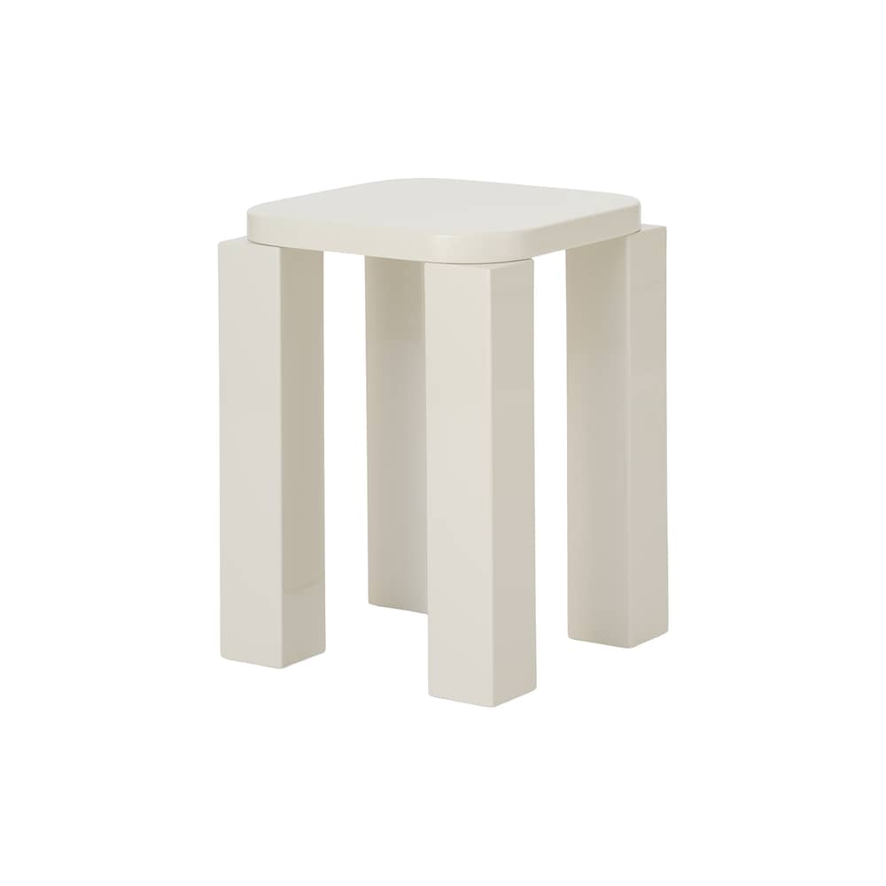 Tabouret Atlas bois blanc / Carré - NEW WORKS - Crème - MDF laqué