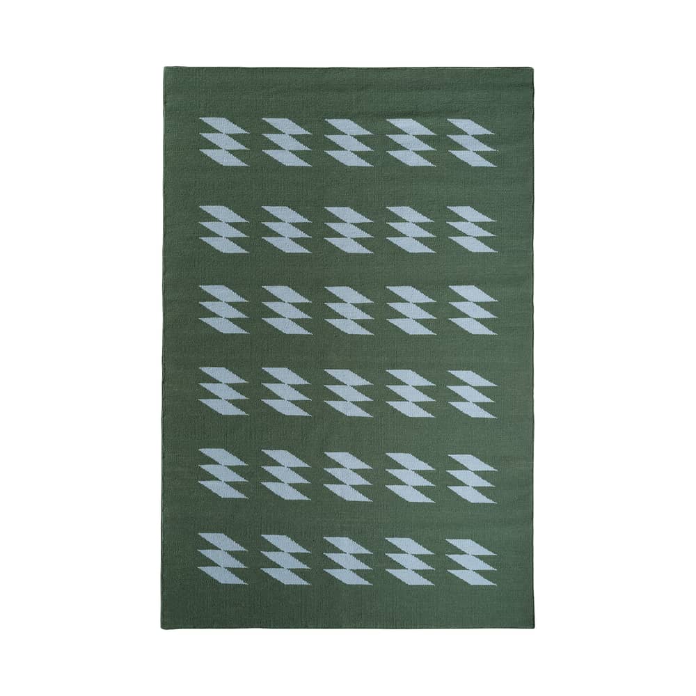 Tapis Rytm vert / 195 x 133 cm - Laine - & klevering - Rytm / Vert & bleu - Laine de Nouvelle-Zélande