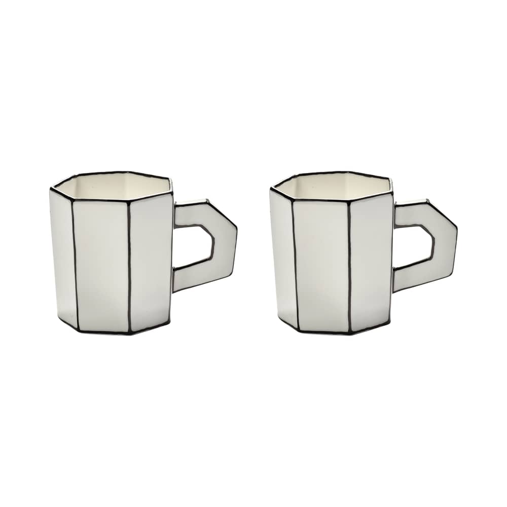 Teetasse Carte Blanche keramik weiß / Set von 2 - Serax - Weiß & Schwarz - Porzellan