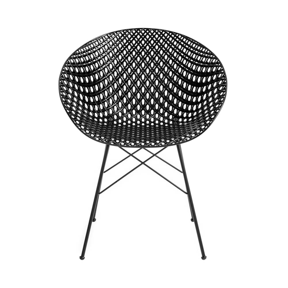 Fauteuil Smatrik plastique noir / Tokujin Yoshioka, 2018 - Indoor - Kartell - Noir / Pied noir - Acier, Polycarbonate