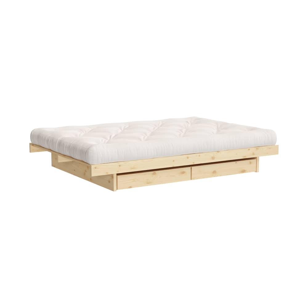 Lit double Kanso / Pour matelas 180 x 200 cm - 4 tiroirs - KARUP - Pin clair / Avec 4 tiroirs - Pin massif certifié FSC