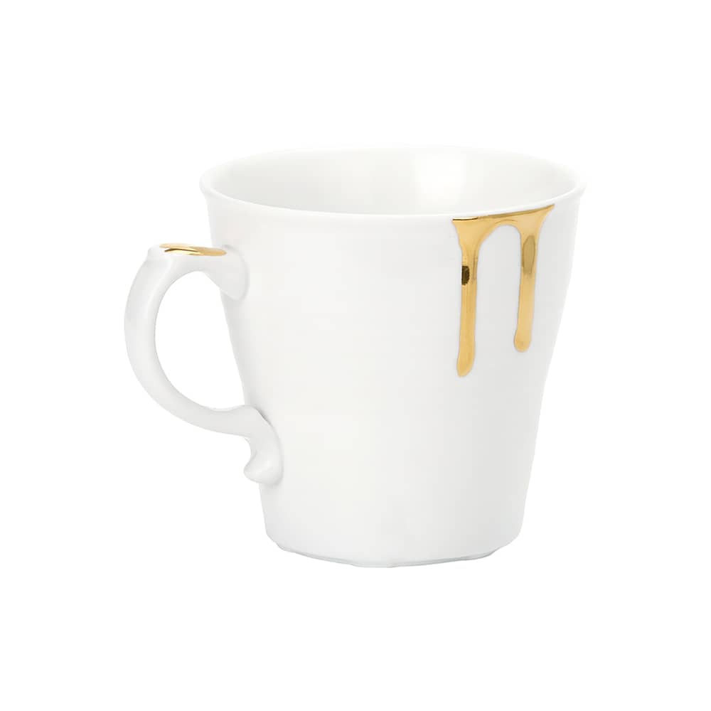 Mug Estetico Quotidiano Anniversary céramique blanc - Seletti - Blanc & or - Or fin véritable, Porcelaine