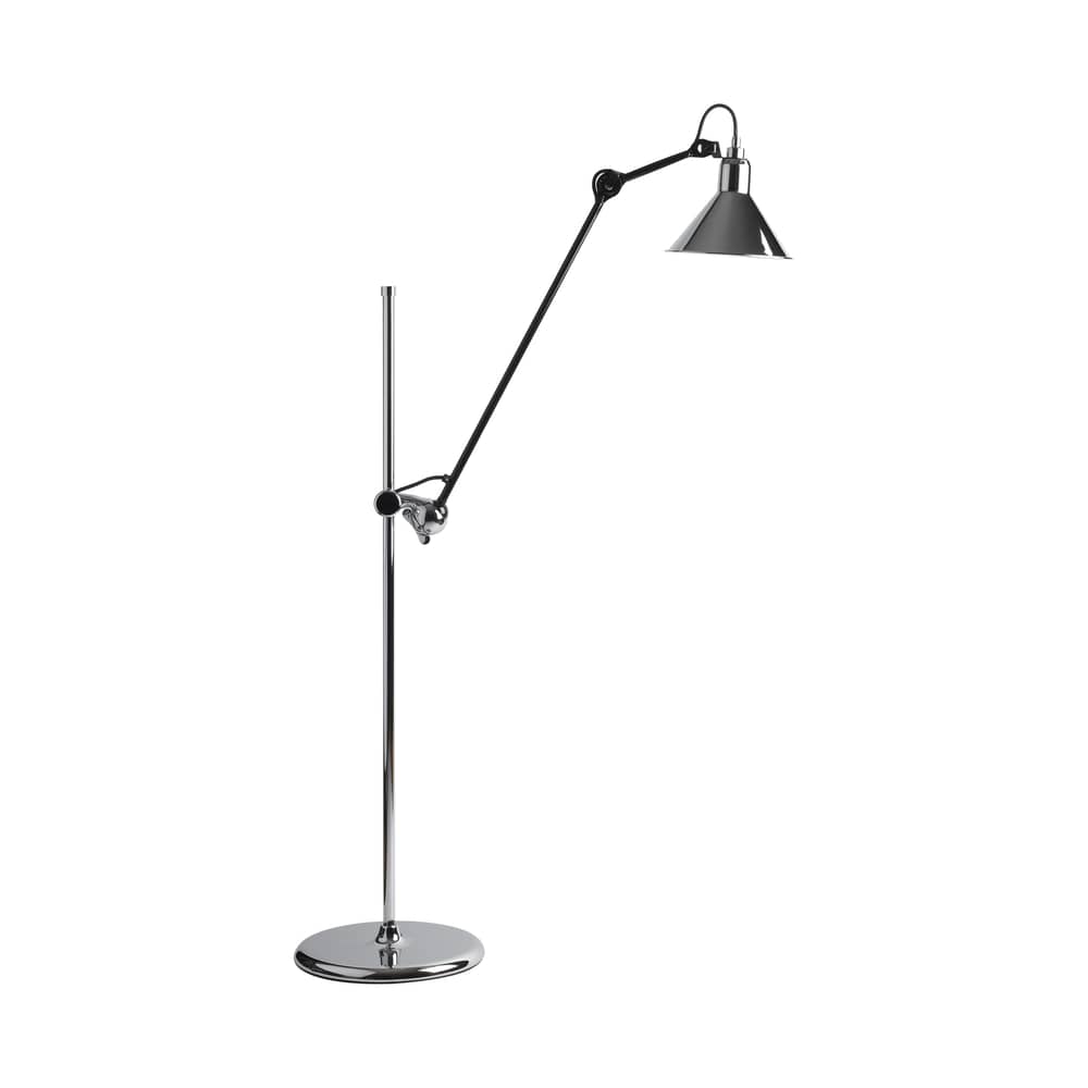 Lampadaire N°215 noir métal / H 120 à 181 cm - Lampe Gras - DCW éditions - Chromé / noir - Acier