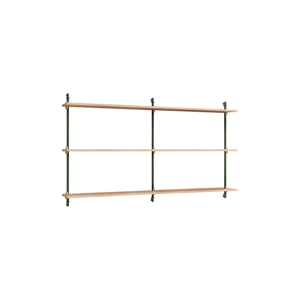 Regal Wall Shelving – ws.85.2 holz natur / B 162 x H 85 cm x Prof. 17,5 cm - MOEBE - Eiche natur / Grün - MDF Eichenfurnier, Stahl