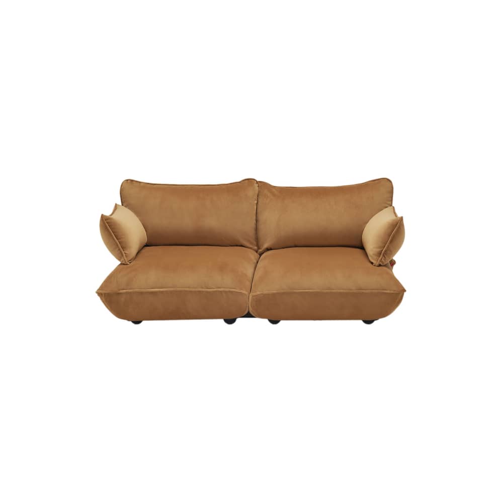 Canapé droit Sumo Medium marron / 3 places - L 210 cm / Velours recyclé - Fatboy - Amande (velours recyclé) - ABS, Acier, Mousse recyclée, Polypropylène, Velours recyclé
