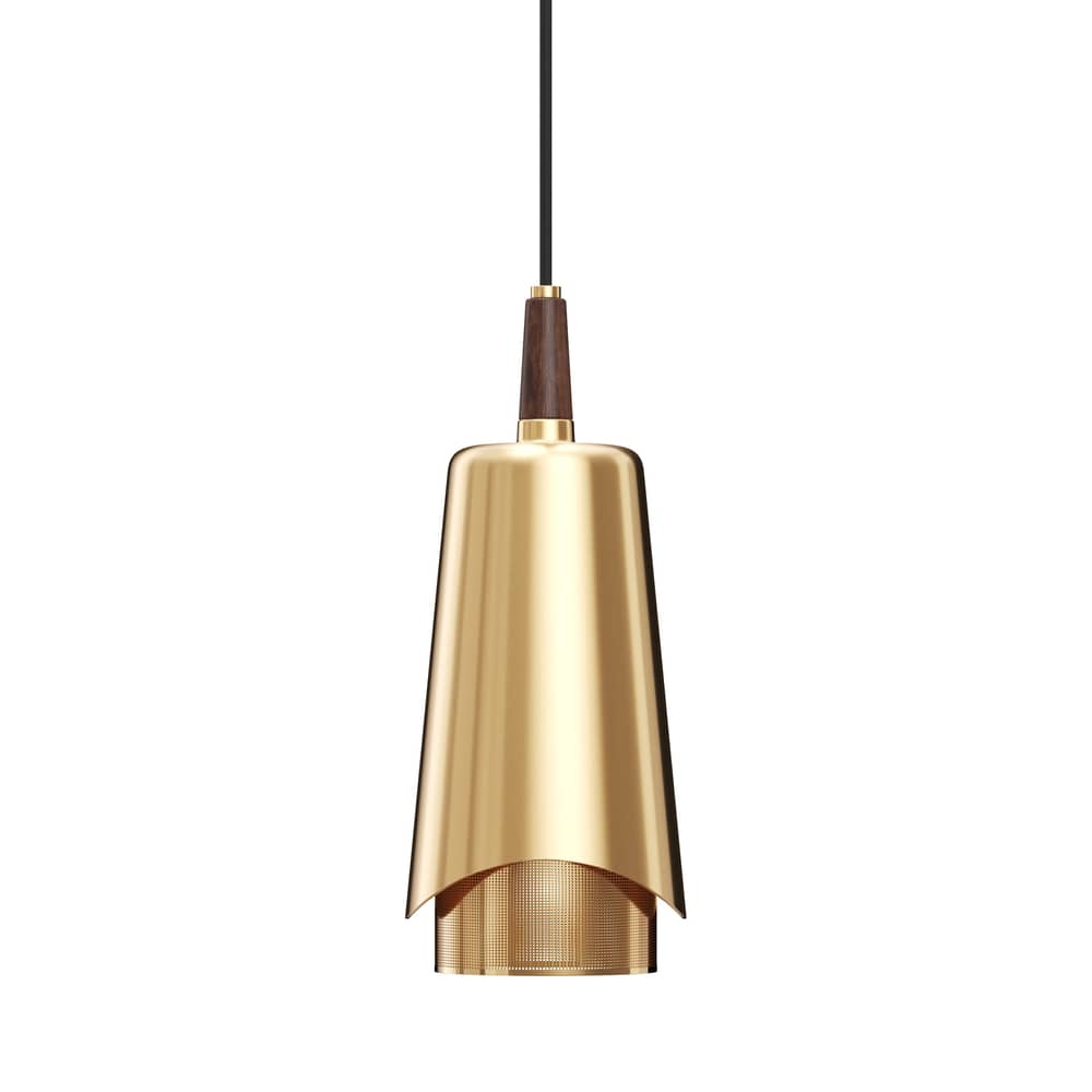 Suspension Umanoff or métal / Ø 13,5 x H 34 cm - Audo Copenhagen - Laiton / Noyer - Laiton, Noyer massif