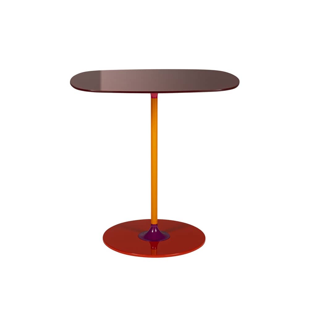 Table d\'appoint Thierry verre rouge / 33 x 50 x H 50 cm - Verre - Kartell - Bordeaux - Acier peint, Verre trempé