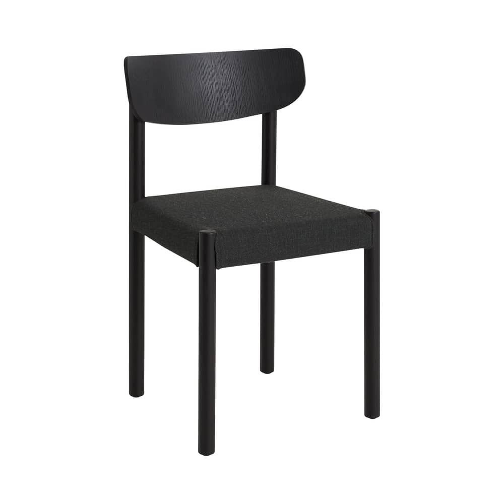 Chaise rembourrée Pack 11 / Dossier contreplaqué - Hay - Tissu anthracite (Remix 973) / Noir - Chêne laqué, Mousse, Tissu