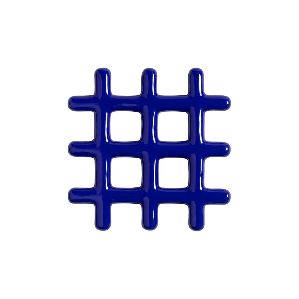 Dessous de plat Grid céramique bleu / 19 x 19 cm - Grès - & klevering - Bleu - Grès