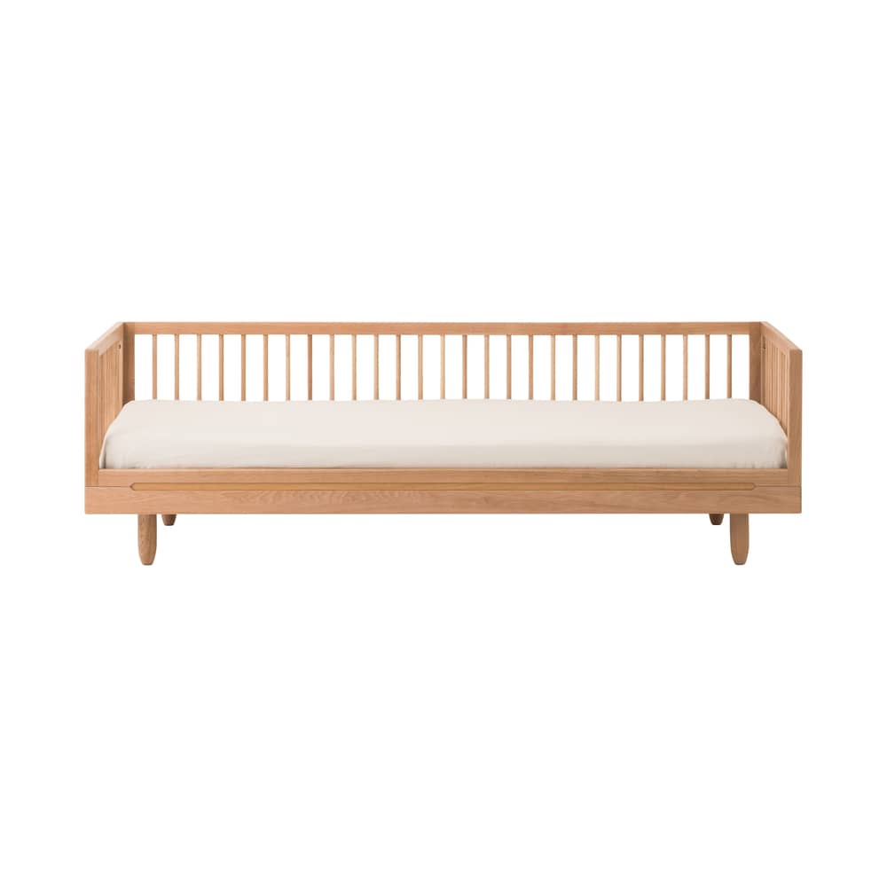 Einzelbett Pure holz natur / Sitzbank - 92 x 207 cm - 3 Halterung mit Stäben - NOBODINOZ - Eiche natur - massive Eiche