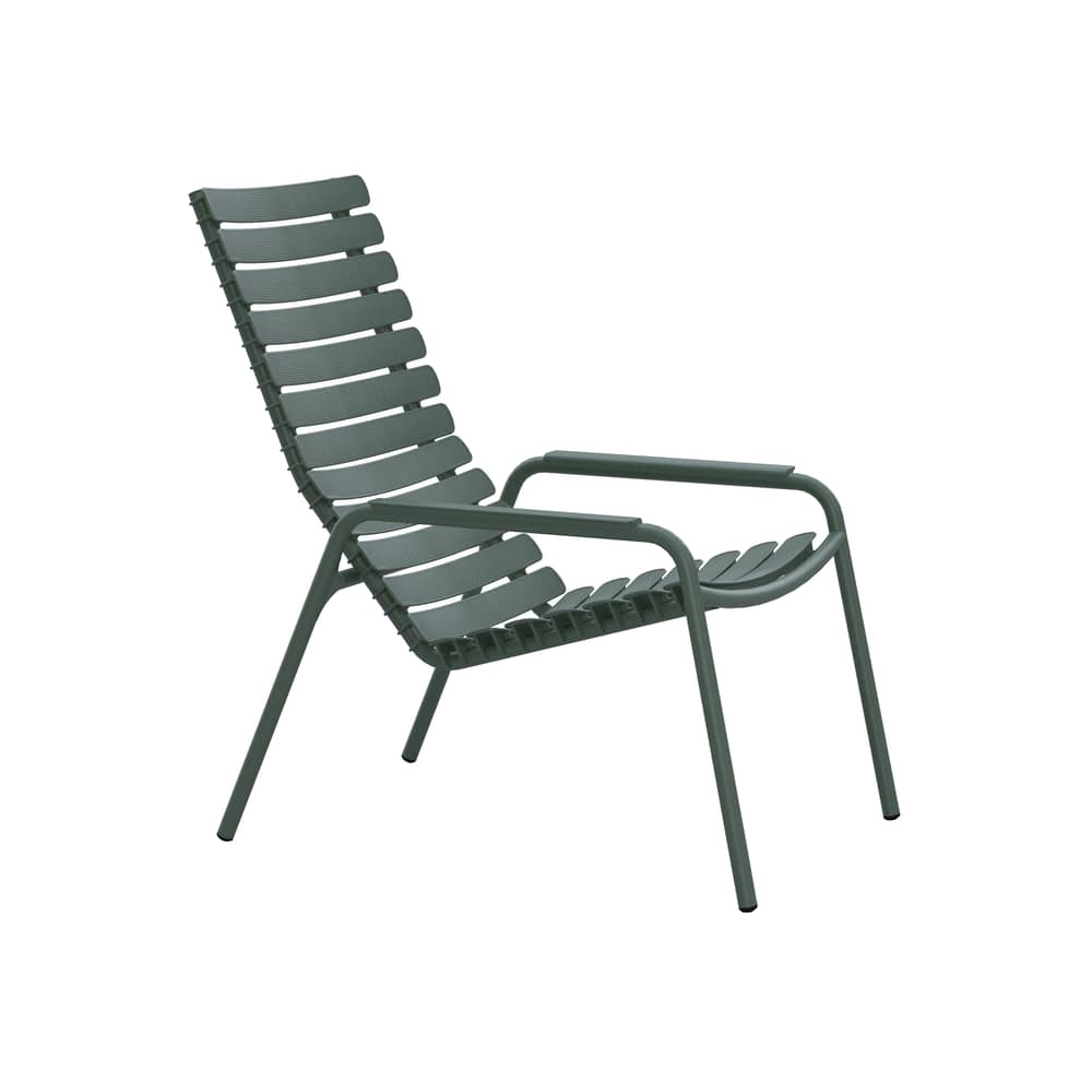 Fauteuil lounge ReCLIPS / Accoudoirs métal - Plastique recyclé - Houe - Vert olive - Aluminium thermolaqué, Plastique recyclé