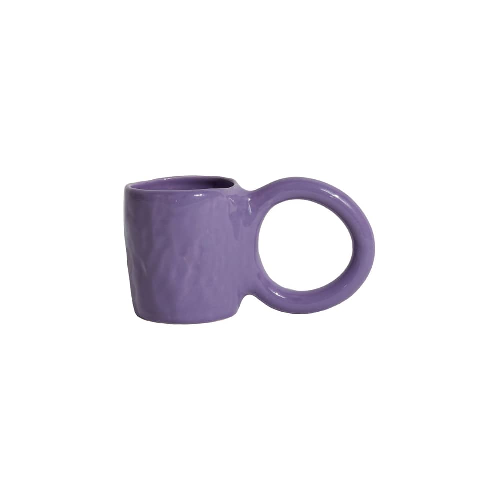 Kaffeetasse Donut Medium keramik violett / Ø 8 x H 9 cm - Petite Friture - Heidelbeere - emaillierte Fayence