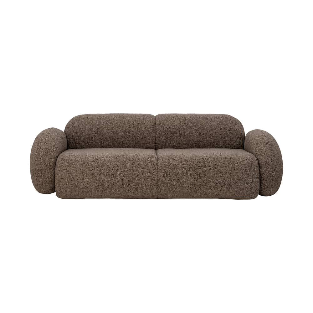 Sofa Magola textil braun / L 228 cm – 3-Sitzer - Bloomingville - Taupe Braun (Schlingenpol) - Kiefer, Polyurethan-Schaum, Schlingenpol