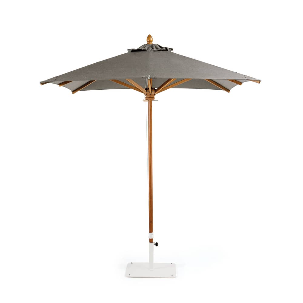 Parasol Classic tissu bois gris / 220 x 220 cm - Ethimo - Parasol / Gris & bois - Chêne massif, Toile acrylique