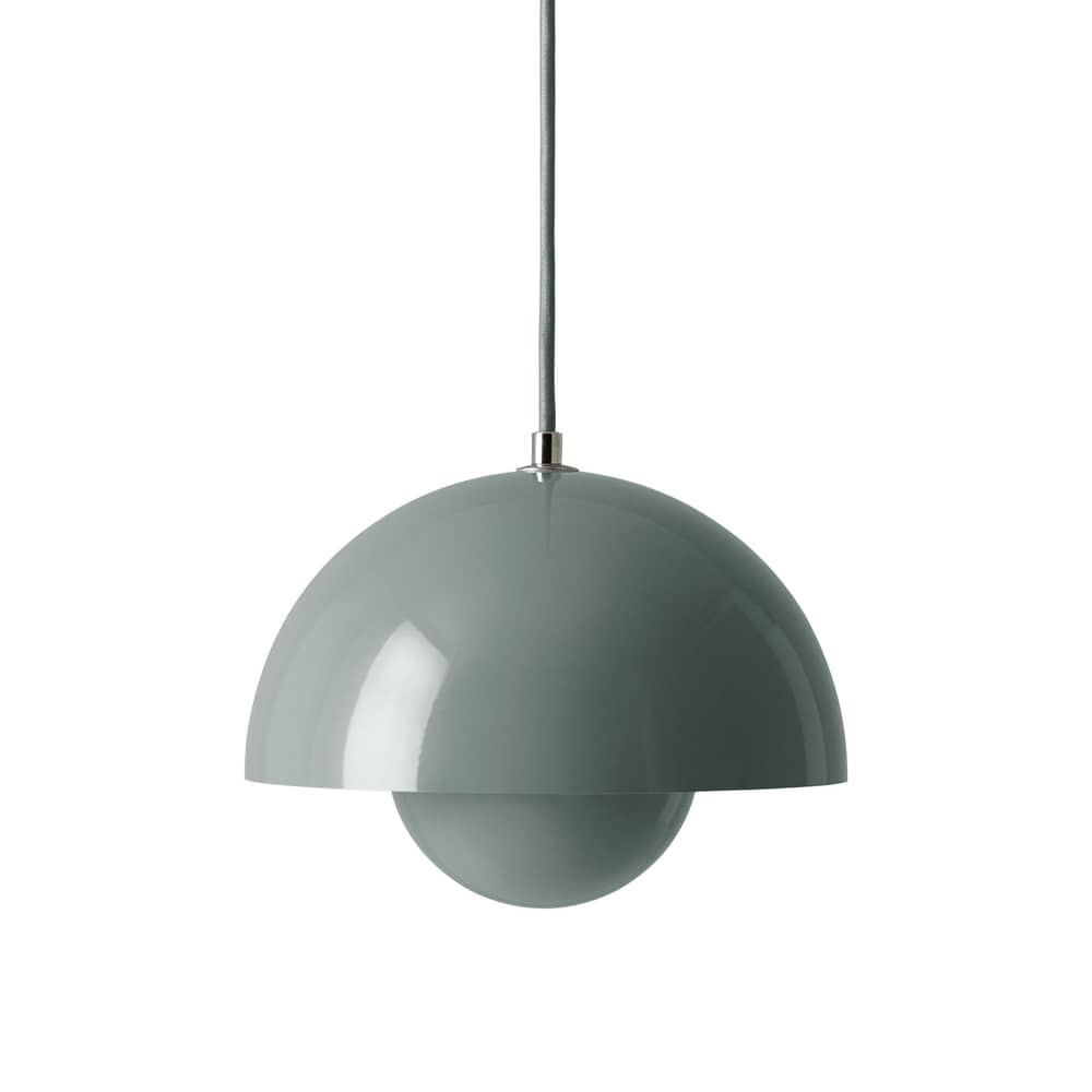 FlowerPot VP1 Pendant metal blue grey / Ø 23 cm - By Verner Panton, 1969 - &tradition - Stone Blue - Lacquered aluminium