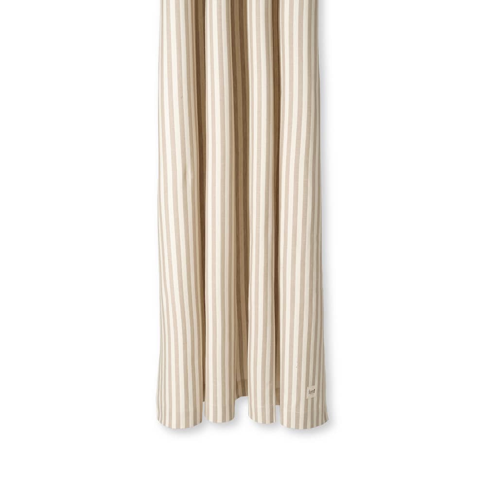 Rideau de douche Chambray Striped tissu beige / 160 x H 205 cm - Coton enduit - Ferm Living - Rayé /Sable & blanc cassé - Coton enduit
