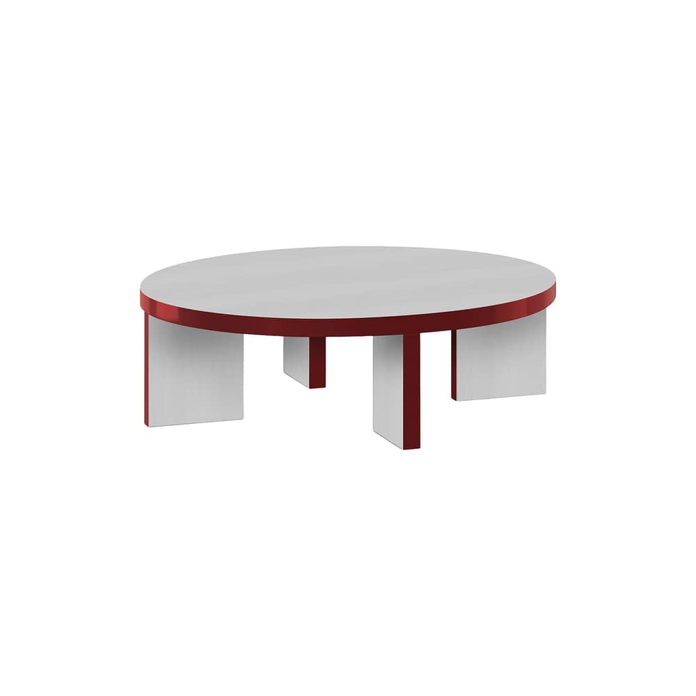 Table basse Slice me nice matériau rouge / Ø 90 x H 28 cm - Zanotta - Ø 90 x H 28 cm / Amarante & argent - MDF revêtus de stratifié Fenix®