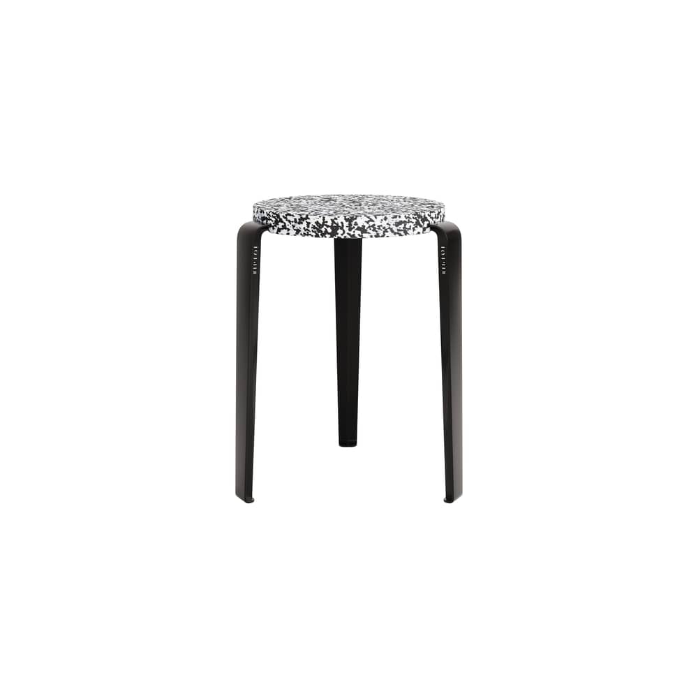 Tabouret empilable Lou / Plastique recyclé Macchiato - H 45 cm - TIPTOE - Noir graphite / Noir moucheté - Acier thermolaqué, Plastique recyclé