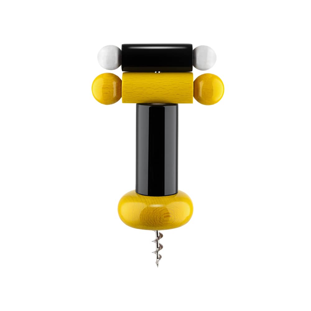 Tire-bouchon Twergi bois noir / By Ettore Sottsass - Alessi 100 Values Collection - Alessi - Noir - Acier inoxydable, Hêtre massif tourné certifié FSC