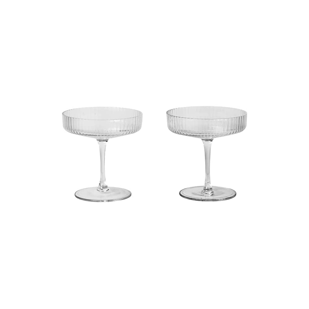 Coppa da champagne Ripple vetro trasparente / Set da 2 - Vetro soffiato a bocca - Ferm Living - Trasparente / Striature - Vetro soffiato a bocca