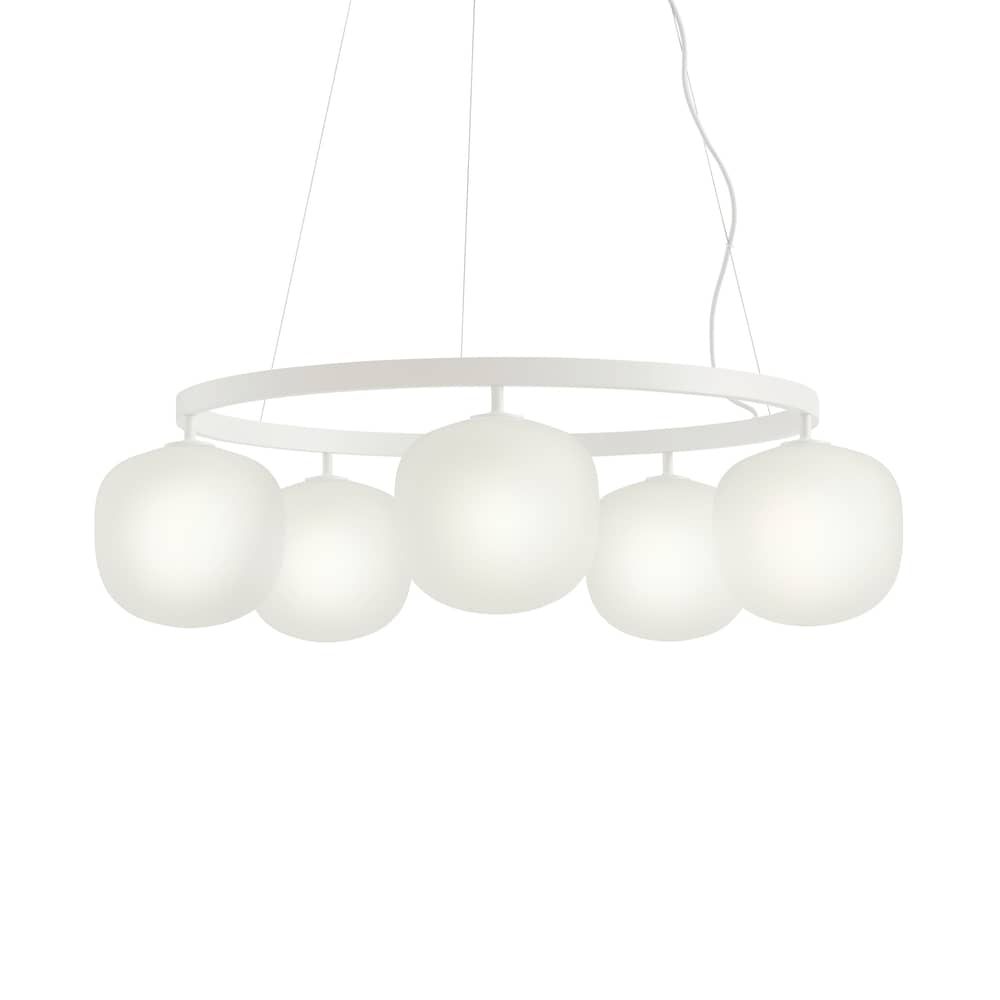 Pendelleuchte Rime Chandelier glas weiß / Ø 80 cm - Muuto - Weiß - mundgeblasenes Glas, Thermolackiertes Aluminium