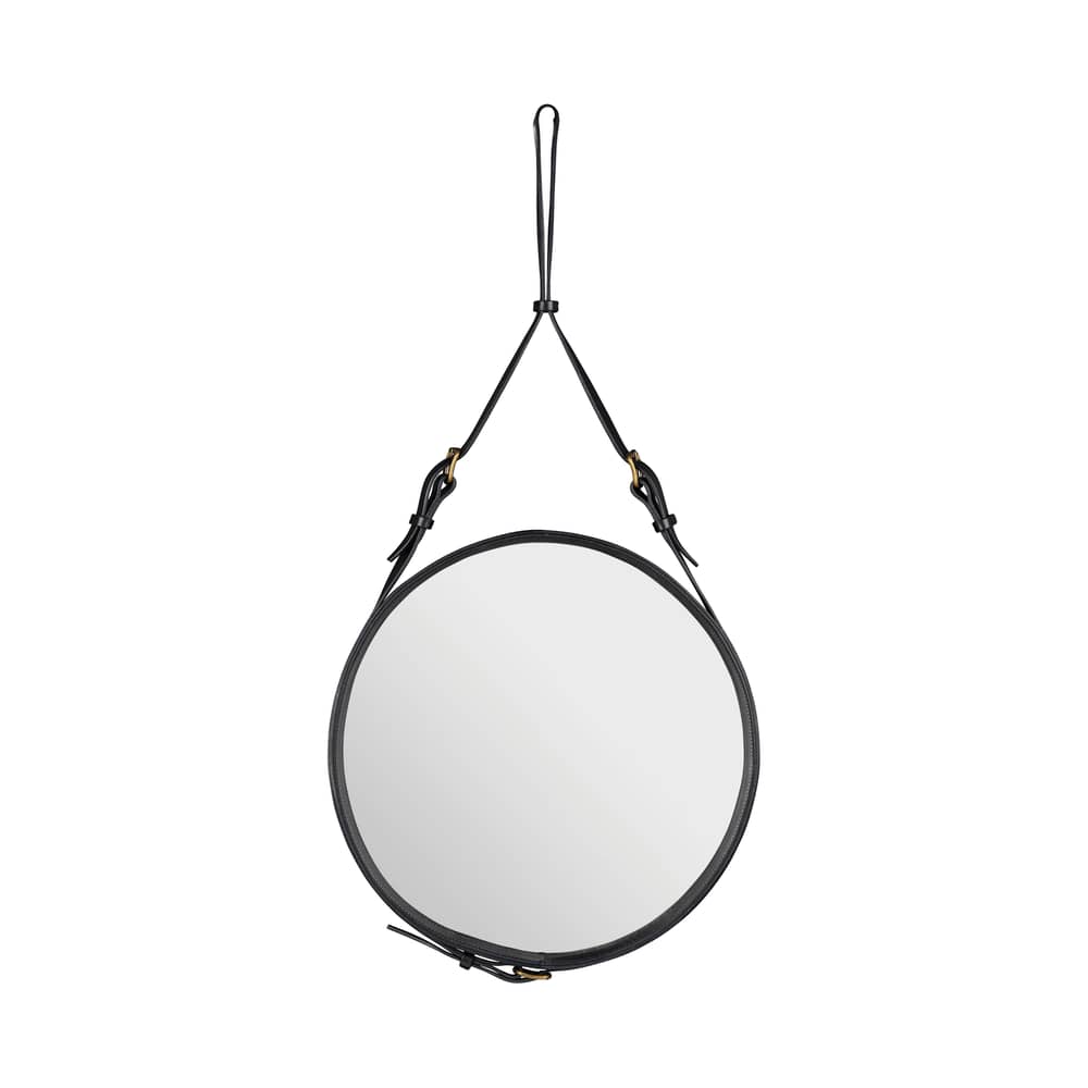 Specchio murale Adnet pelle nero Ø 45 cm - Gubi - Nero - Pelle