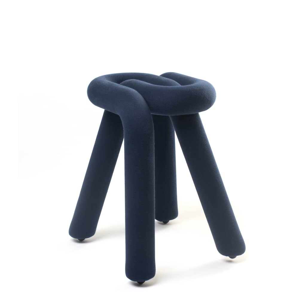 Tabouret rembourré Bold tissu bleu - Moustache - Bleu foncé - Acier, Mousse, Tissu