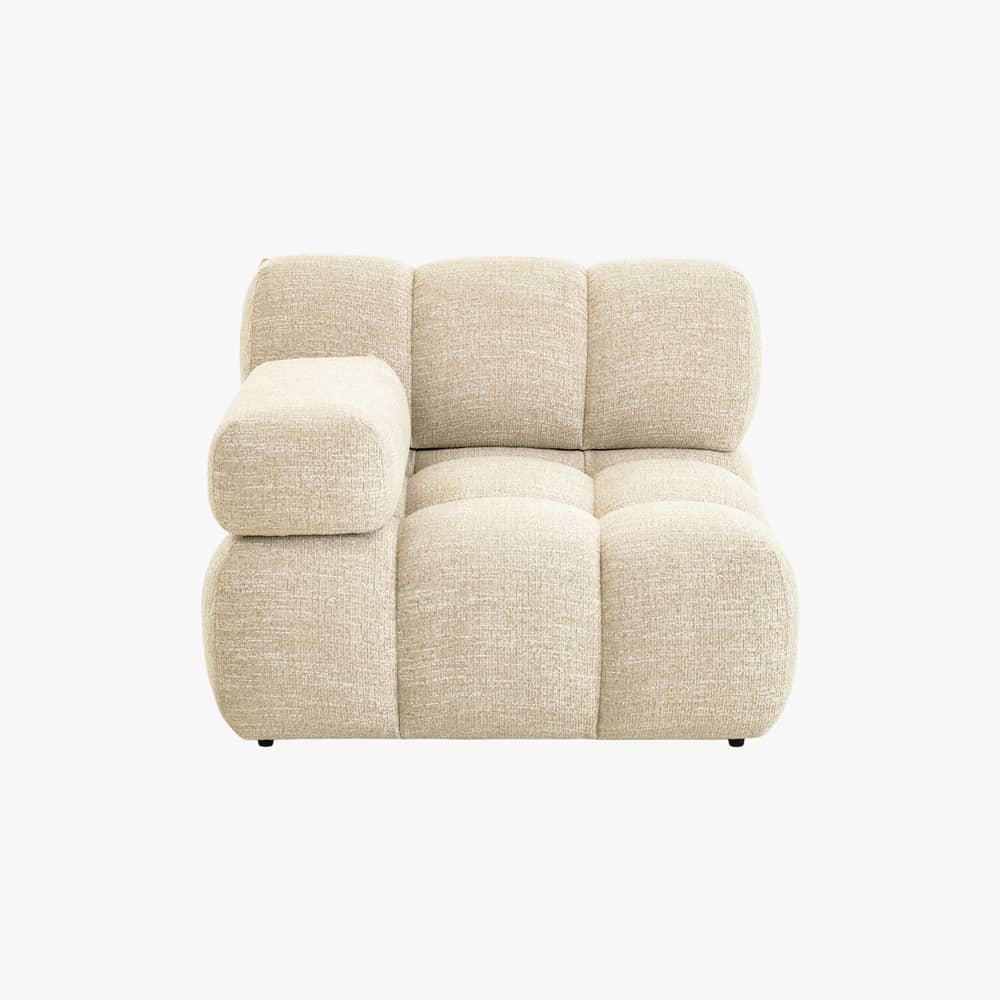 Gepolsterter Sessel Waffle textil beige / Sofa modulierbar – Austauschbare Armlehne - NV GALLERY - Beiger Tweed - Gewebe, High Density-Schaum