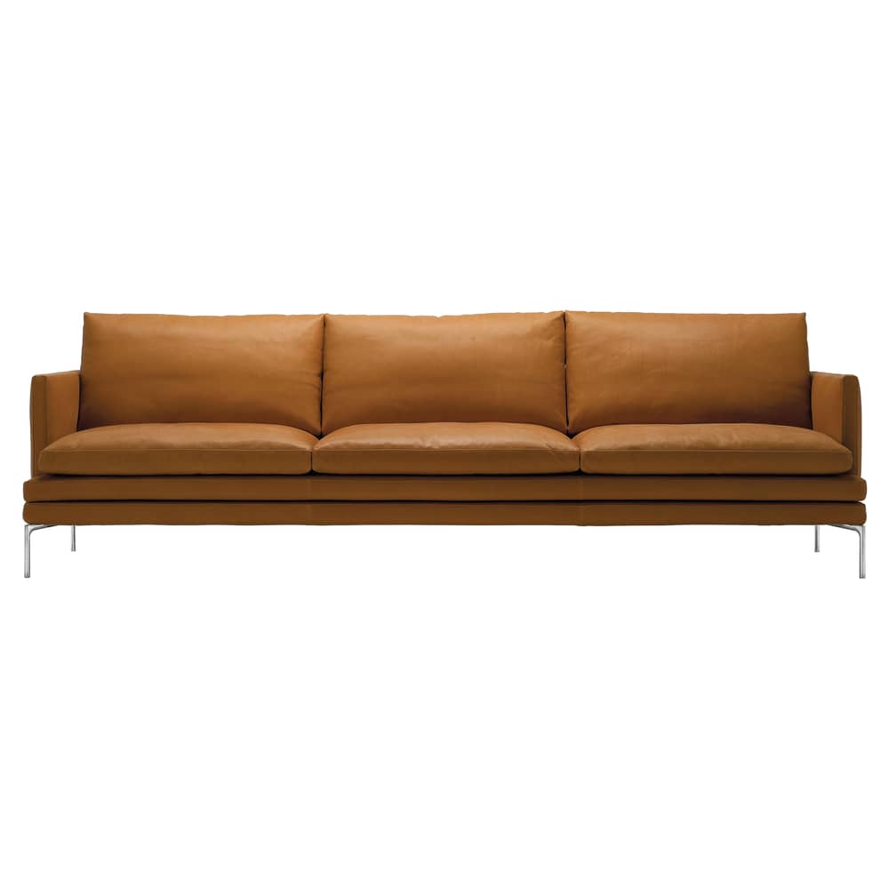 Canapé droit William Zanotta / 3 places - L 266 cm - Marron - Cuir ...
