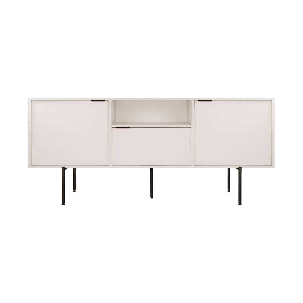Buffet Bau bois gris / L 180 x H 79 cm - NOO.MA - Gris amande - Acier, Aluminium, Mélamine
