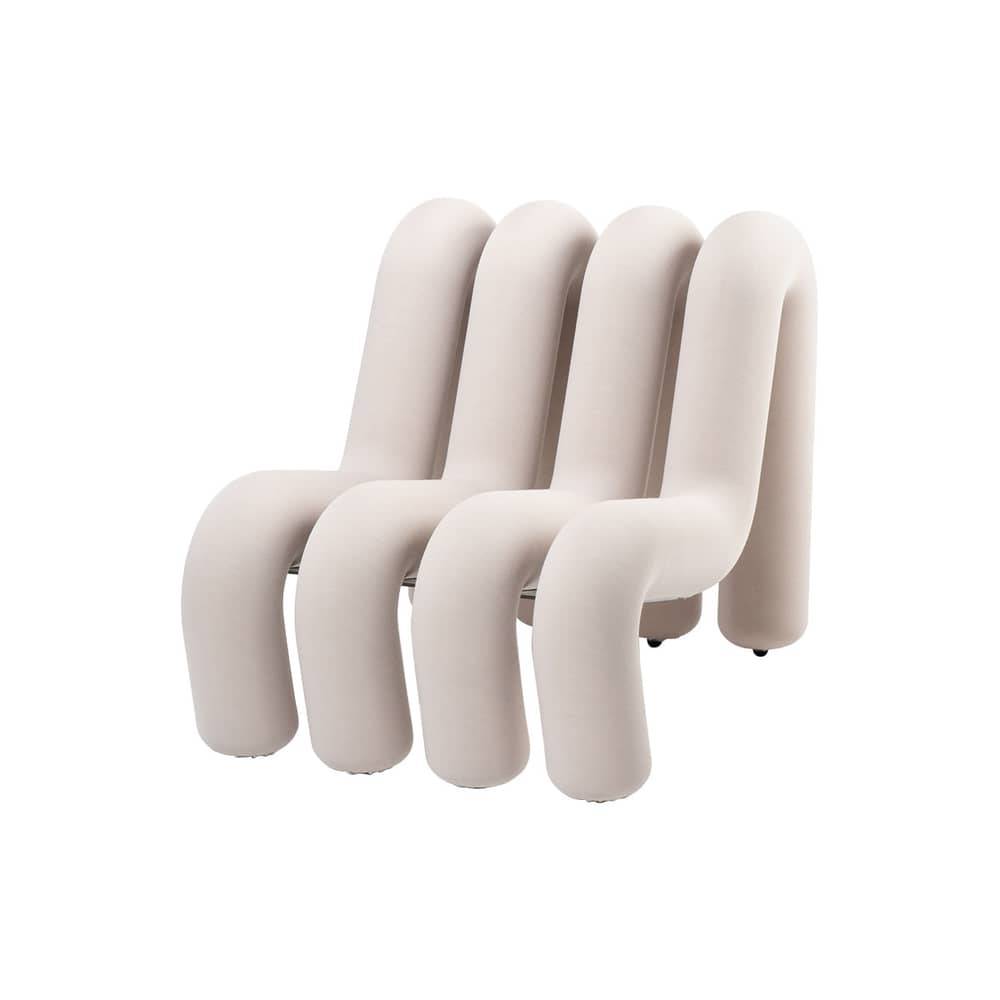 Poltrona imbottita Extra Bold Sofa tessuto bianco / Divano modulare - L 72 cm (4 tubi) - Moustache - Perla - Acciaio, Lana, Schiuma ad alta resilienza