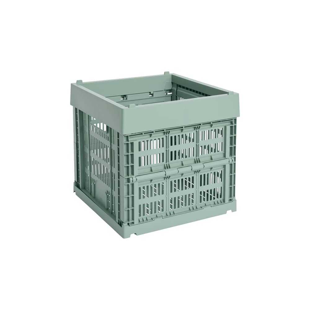 Panier Colour Crate Cube / 29,5 x 29,5 x H 29 cm - Recyclé - Hay - Vert Sauge - Polypropylène recyclé